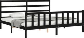 vidaXL Vidaxl - Estructura De Cama Con Cabecero Madera Maciza Negro 200x200 Cm