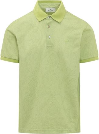 Etro Green Printed Shirt Collar Polo