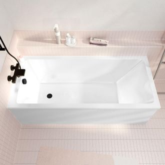 Aurlane Ba&ntilde;era Rectangular 170x75x54 Con Respaldo - Acr&iacute;lico Y Abs Blanco Brillante