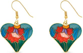 Susan Caplan Vintage 1980s cloisonn&eacute; heart earrings - women - Gold Plated - One Size