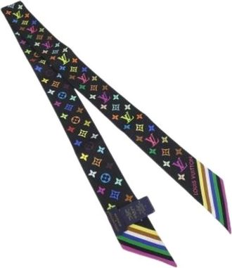 Louis Vuitton Pre-owned Scarves, female, Black, Size: ONE SIZE Pre-owned Silk Scarf