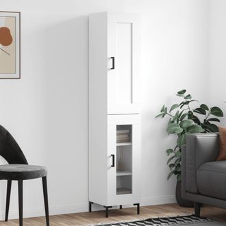 vidaXL Aparador Alto Madera Contrachapada Blanco 34,5x34x180 Cm Vidaxl