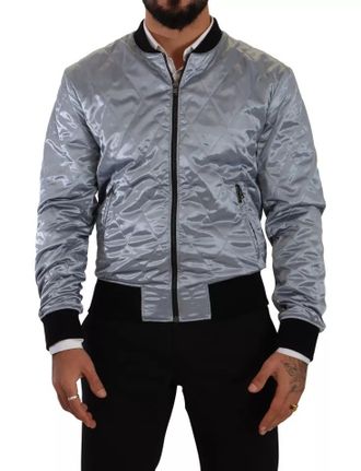 Dolce & Gabbana Light Blue Bomber Coat Men Mens Jacket