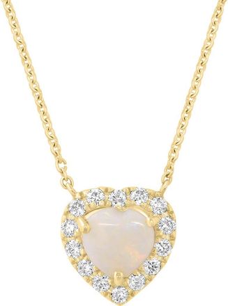 Effy Opal Heart & Diamond Halo Pendant Necklace in White at Nordstrom Rack, Size 18