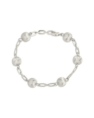 Sterling Forever Textured Sphere Chain Bracelet
