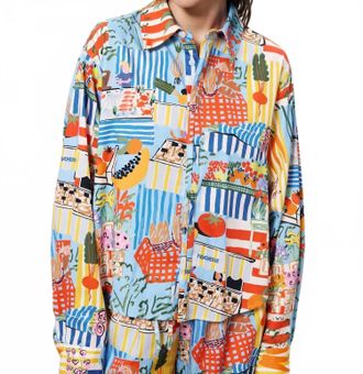 FRNCH Cloane Marche Bleu Long Sleeve Shirt In Blue