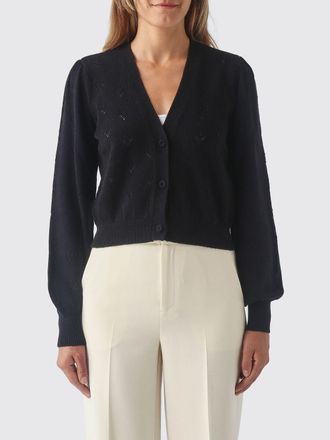Twinset Open-Knit Cotton and Cashmere-Blend Cardigan with Heart Print and V-Neck
