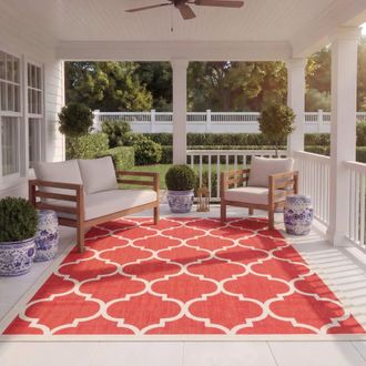 Safavieh Alfombra enrejado de polipropileno rojo/blanco, 79 x 152 cm