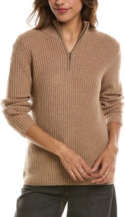 Fort&eacute; Cashmere Zip Mock Neck 100% Cashmere Sweater