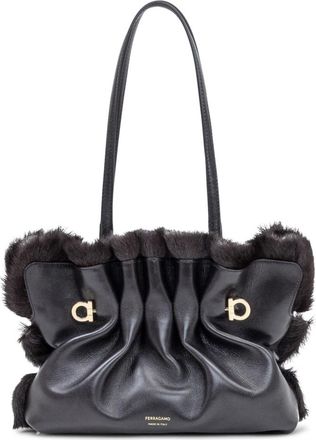 Ferragamo Black Soft Small Shoulder Bag