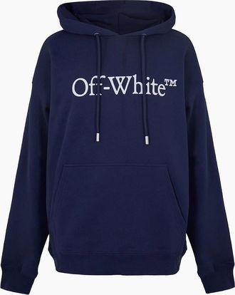Off-white Mens Oversize Hooded Neck Long Sleeve Sweatshirt - Navy - Size: 38