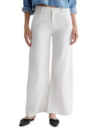 AG - Adriano Goldschmied Caden Twill Wide-Leg Chino Pants In White