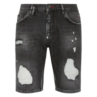 Philipp Plein Denim Shorts - Heren - Korte broeken - Grijs - Maat: W32 Denim