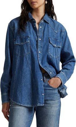Polo Ralph Lauren Denim Trapeze Western Shirt in Nisku Wash at Nordstrom, Size Medium