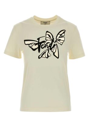Fendi Ivory Cotton T Shirt