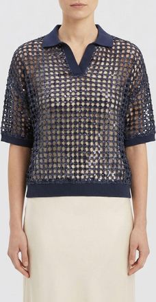 Brunello Cucinelli Polo in seta e lino con paillettes Brunello Cucinelli