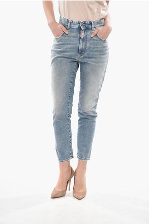 Dsquared2 High-Waist Stretch Denim Jeans CROPPED TWIGGY 15cm size 42