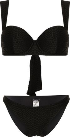 Noire Swimwear Nikki snakeskin-effect bikini set - women - Elastane/Elastane/Polyamide/Polyamide - L - Black