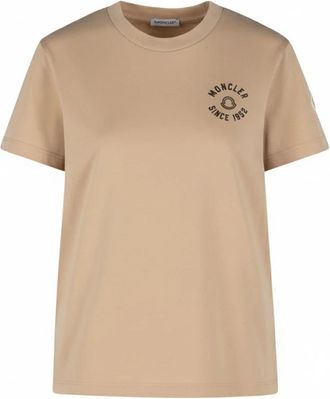 Moncler L1 093 8C00030 89Auo 222 T-Shirt - Dames - T-shirts - Beige - L - Katoen - Tops