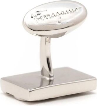 Ferragamo Mens Gancini Plaque Cufflinks In Grey