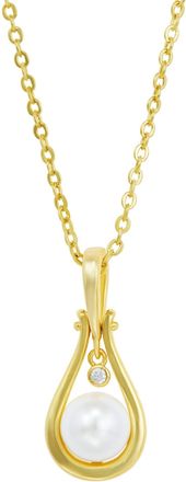 Savvy Cie Jewels GOLD PLATED OVER BRASS WHITE CZ ROUND PENDANT