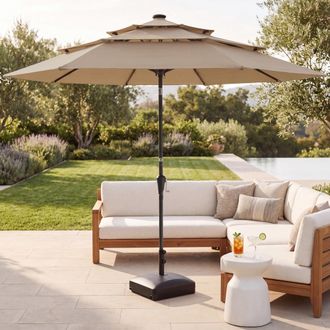 Best Choice Products 10ft 3-Tier Patio Umbrella, Market Sun Shade w/ Tilt Adjustment, Easy Crank