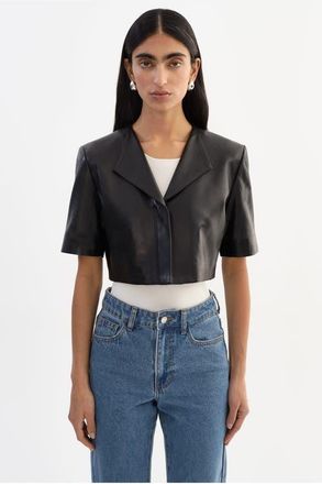 LaMarque Aviana | Collarless Leather Jacket in Black at Nordstrom, Size Xx-Small