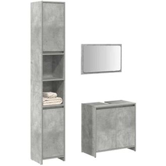vidaXL Set Mobili da Bagno 3 pz Grigio Cemento in Legno Multistrato - Vidaxl