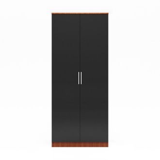 Elegant Lighting Elegant - Modern High Gloss Wardrobe and Cabinet Furniture Set 2 Doors Wardrobe only, Black/Walnut