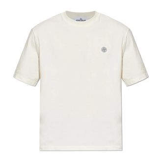 Stone Island Logo T-shirt - Heren - T-shirts - Beige - M - Katoen - Tops