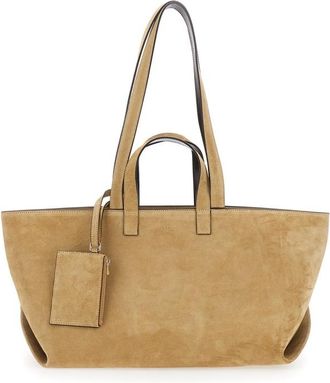 A.P.C. Tote Bag Le Drummer Suede And Smooth Leather With Beige Leather Handles For