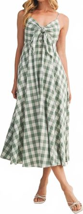 Mustard Seed Miranda Tie Front Gingham Midi Dress In Basil