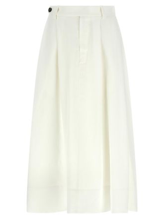 Brunello Cucinelli White Viscose Midi Womens Skirt