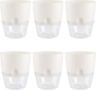 OEM Macetas Blancas De 15 Cm Con Sistema De Autorriego, Dep&oacute;sito De Agua Y Sistema De Riego Para Plantas De Interior, Juego De 6