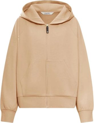 Max Mara Hoodie met volledige ritssluiting - Dames - Vesten met rits - Bruin - M - Katoen - Hoodies & sweatvesten