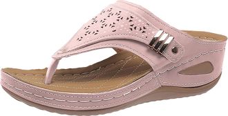 Generic White Sandals Women Comfortable,Arch Support Wedge Flip Flops,Summer Comfortable Dressy Casual Beach Sandal Slippers Vintage Wide Width Boho Non-Slip 