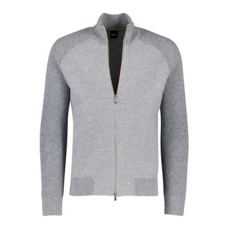 HUGO BOSS Truien & Vesten, Heren, Grijs, M, Wol, Zip-up Vest