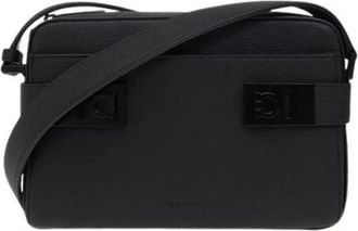 Ferragamo Pre-owned East-West Crossbody Bag met Gancini gespen - Heren - Vintage Schoudertas - Zwart - ONE Size - Leer - Vintage
