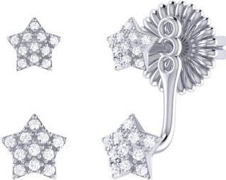 LuvMyJewelry Star Duo Diamond Stud Earrings in Silver at Nordstrom Rack