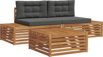 vidaXL 4 Uds. Conjunto De Sof&aacute;s De Exterior Natural Y Antracita Vidaxl