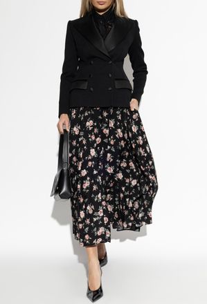 Dolce & Gabbana Silk Skirt With Floral Motif, Womens, Black