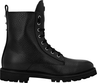 Philipp Plein Stars Studs Leren Commando Laarzen - Heren - Veterlaarzen - Zwart - 42 EU - Leer - Schoenen