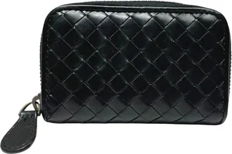 Bottega Veneta Black Leather Coin Purse/Coin Case (Pre-Owned)