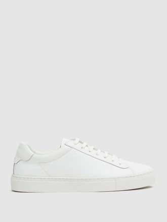 Reiss Finley Trainers - White Leather Plain, Size: 9EU, 9