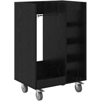 vidaXL Golf Cabinet with Wheel Plain Black Oak 65 x 45 x 98 cm vidaXL