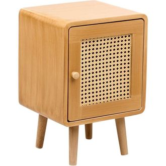 Beliani Beliani - Bedside Table pe Rattan Front mdf Veneer Boho Style Nightstand Viennese Braid Light Brown Lefroy