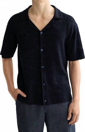 Scotch & Soda Jacquard Knitted Shirt In Sky Captain