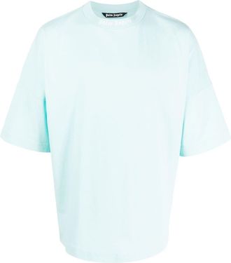 Palm Angels logo-print T-shirt - men - Organic Cotton - M - Blue