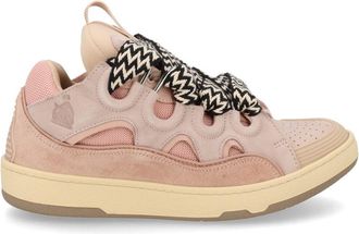 Lanvin Beige Curb Zigzag Pattern Laces Sneakers