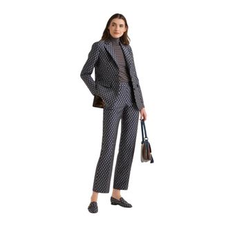 Maliparmi Geometric Jacquard Broek - Dames - Vrijetijds broeken - Blauw - S - Polyester - Broeken